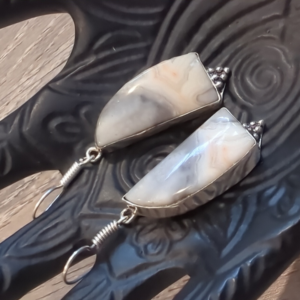 Crazy Lace Agate Gemstone Earrings - Picture 2 of 6
